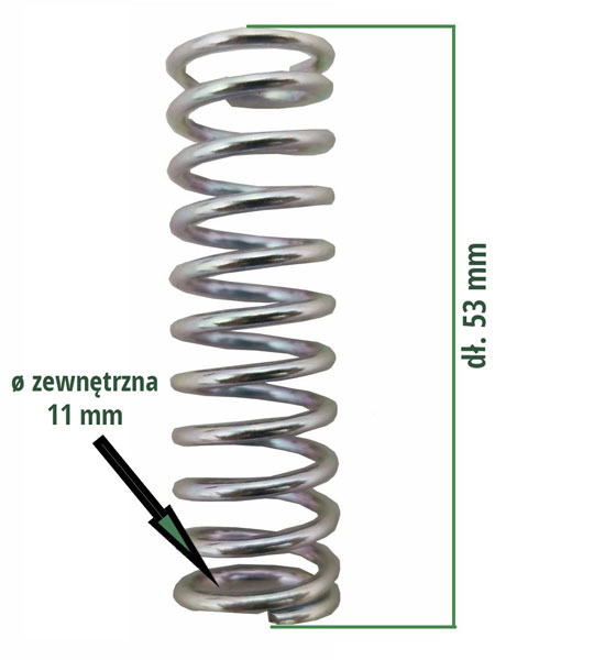 Sprężyna dociskowa do głowicy AutoCut 30-2, 40-2, 40-4, wymiary